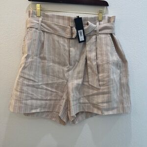 NWT Banana Republic Women's Linen High Rise, Striped, Belted Shorts Size 14